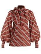 Matchesfashion.com Gucci - Roll Neck Diagonal Jacquard Top - Womens - Silver Multi