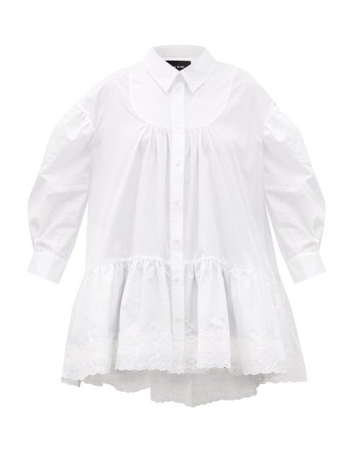 Matchesfashion.com Simone Rocha - Scalloped-trim Gathered Cotton Blouse - Womens - White