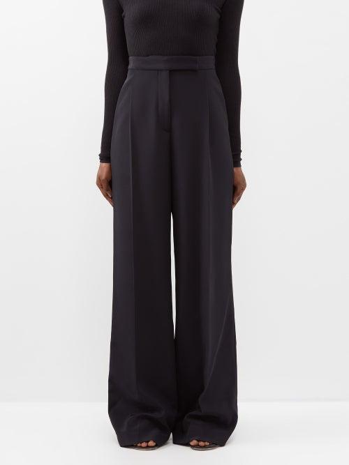 Raey - High-waist Silk Wide-leg Pyjama Trousers - Womens - Black