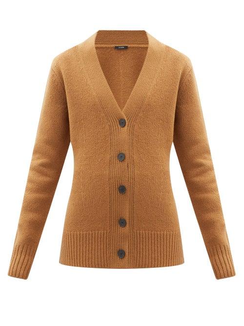 Matchesfashion.com Joseph - Ribbed Wool Cardigan - Womens - Camel