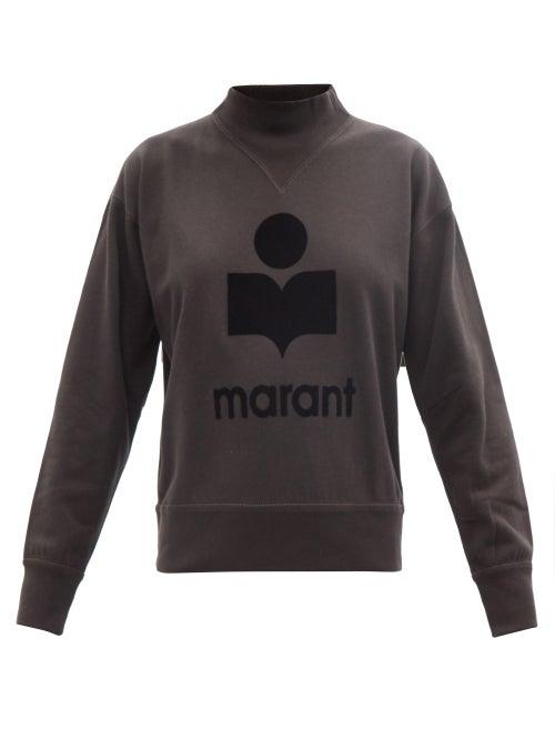 Isabel Marant Toile - Moby Flocked-logo Cotton-blend Jersey Sweatshirt - Womens - Black
