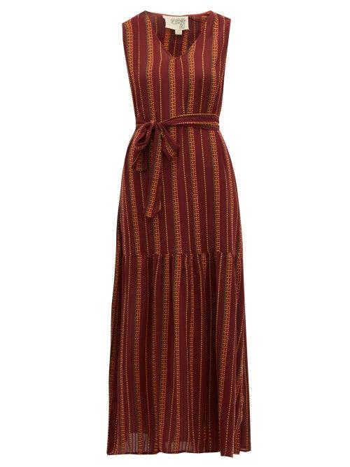 Matchesfashion.com Ace & Jig - Julien Belted Checked Cotton Dress - Womens - Burgundy Multi