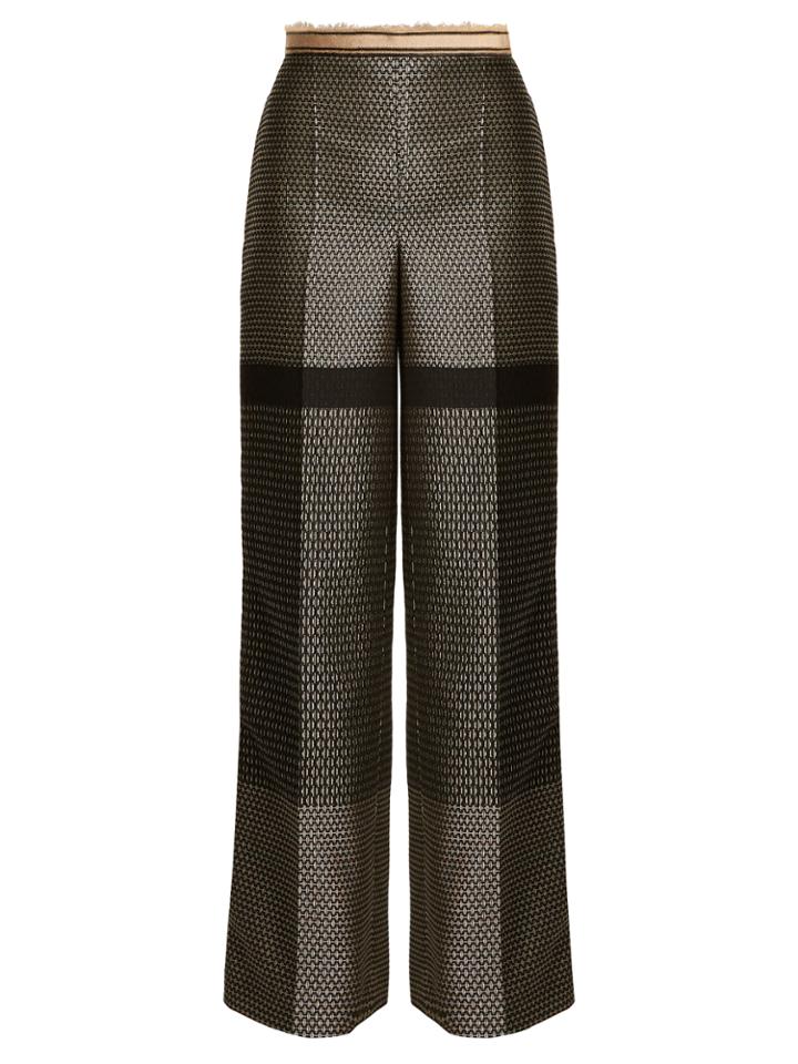 Amanda Wakeley High-rise Wide-leg Geometric-jacquard Trousers