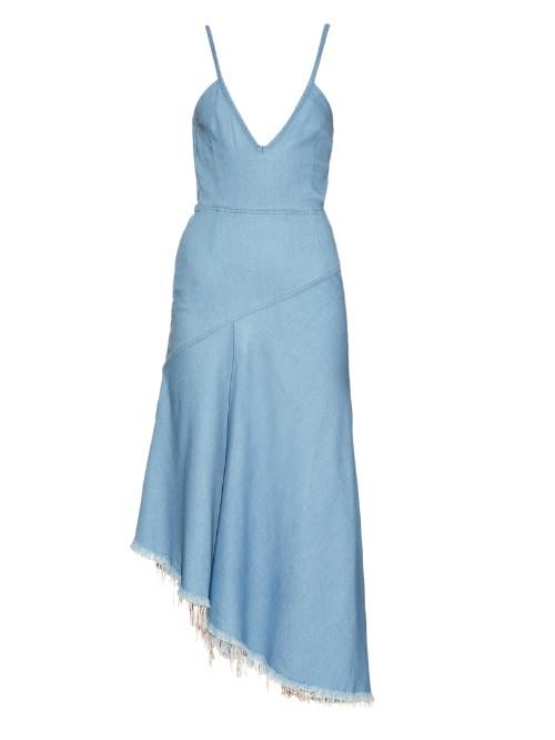 Marques'almeida Frayed-hem V-neck Midi Dress
