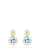 Matchesfashion.com Jiwinaia - 13 Faux-pearl & Cubic-zirconia Earrings - Womens - Green Multi