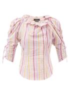 Isabel Marant - Therese Ruffled Striped-cotton Blouse - Womens - Pink Stripe