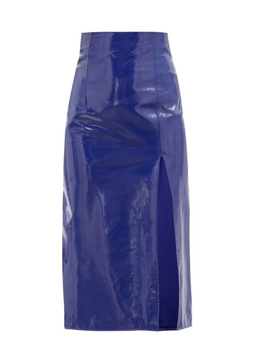 Ladies Rtw 16arlington - Fonda High-rise Patent-leather Pencil Skirt - Womens - Blue