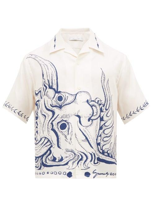 Matchesfashion.com Givenchy - Minotaur Print Silk Twill Shirt - Mens - Beige