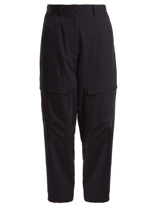 Matchesfashion.com Stella Mccartney - High Rise Tapered Leg Wool Cargo Trousers - Womens - Navy