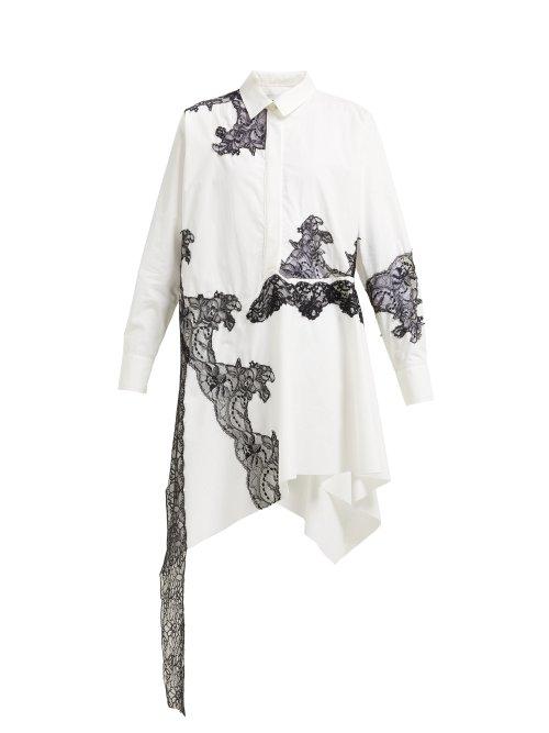 Matchesfashion.com Marques'almeida - Lace Insert Cotton Shirtdress - Womens - White
