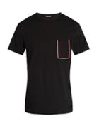 Matchesfashion.com Moncler - Striped Patch Pocket Cotton T Shirt - Mens - Black