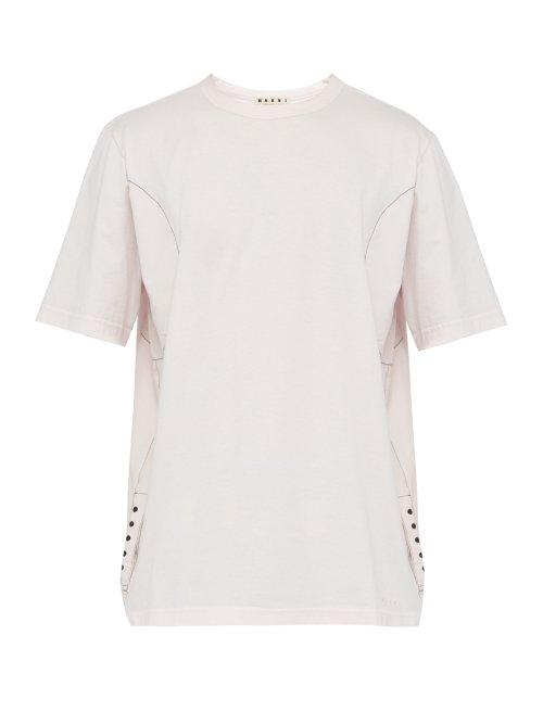 Matchesfashion.com Marni - Stitched Panel Cotton T Shirt - Mens - Pink