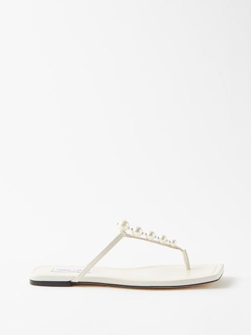 Jimmy Choo - Alaina Faux-pearl Embellished Leather Sandals - Womens - White