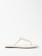 Jimmy Choo - Alaina Faux-pearl Embellished Leather Sandals - Womens - White