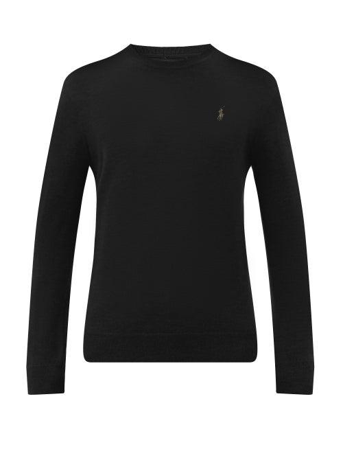 Matchesfashion.com Polo Ralph Lauren - Logo-embroidered Merino-wool Sweater - Mens - Black
