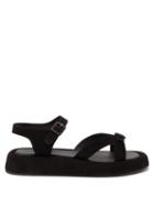 The Row - Geri Buckled-strap Suede Sandals - Womens - Black