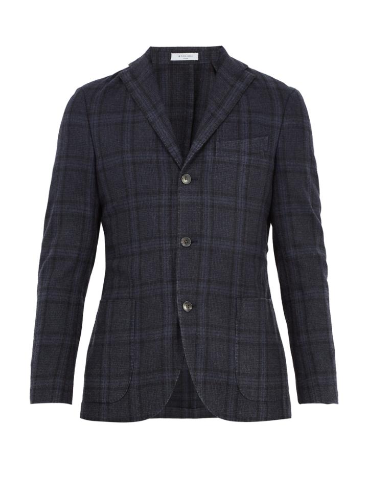 Boglioli Checked Wool And Cashmere-blend Jacket