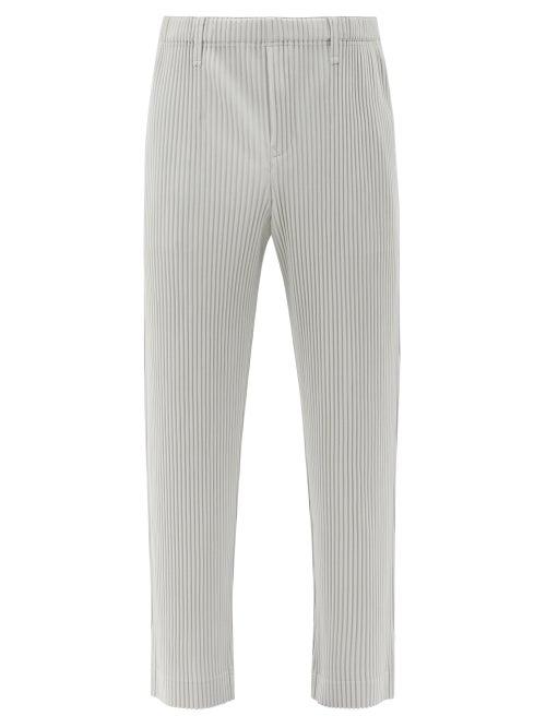 Matchesfashion.com Homme Pliss Issey Miyake - Technical-pleated Knit Trousers - Mens - Light Grey