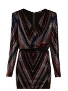 Balmain Chevron-stripe Stretch-lam Mini Dress