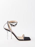 Mach & Mach - Heart 95 Crystal-embellished Satin Sandals - Womens - Black