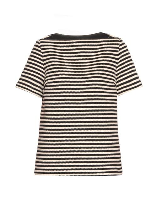 T By Alexander Wang Leather-insert Striped Top
