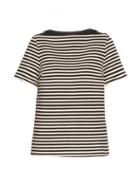T By Alexander Wang Leather-insert Striped Top