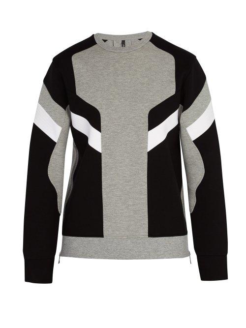 Matchesfashion.com Neil Barrett - Panelled Crew Neck Sweatshirt - Mens - Grey