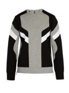 Matchesfashion.com Neil Barrett - Panelled Crew Neck Sweatshirt - Mens - Grey