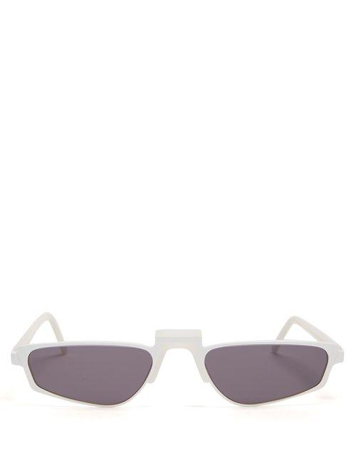 Matchesfashion.com Andy Wolf - Ojala Rectangular Frame Metal Sunglasses - Mens - White