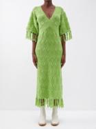 Dodo Bar Or - Simmons Tasselled-trim Knitted-cotton Dress - Womens - Mid Green