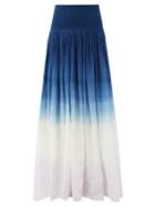 Matchesfashion.com Anaak - Orai Smocked Dip-dyed Cotton Maxi Skirt - Womens - Navy Multi