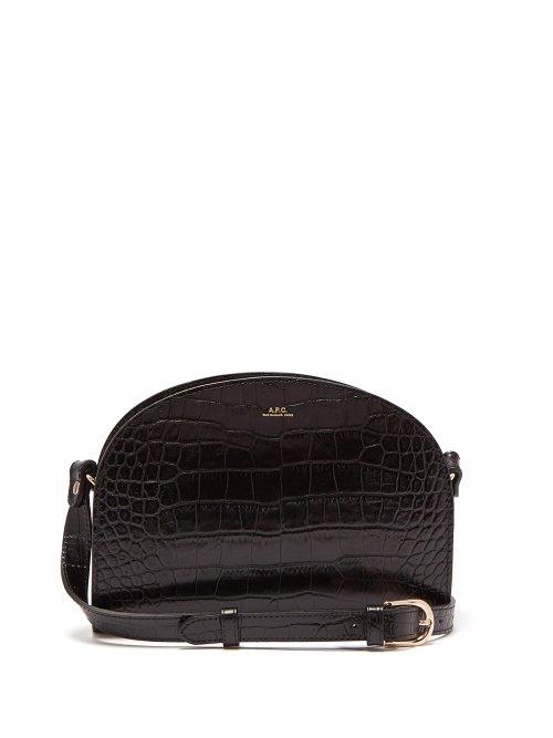 Matchesfashion.com A.p.c. - Half Moon Crocodile Effect Leather Cross Body Bag - Womens - Black
