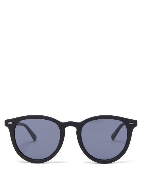 Matchesfashion.com Le Specs - Fire Starter Round Rubberised Sunglasses - Womens - Black Grey