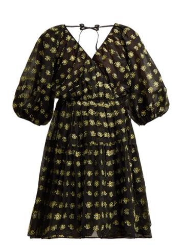 Matchesfashion.com Cecilie Bahnsen - Suzette Floral Fil Coup Midi Dress - Womens - Black Yellow