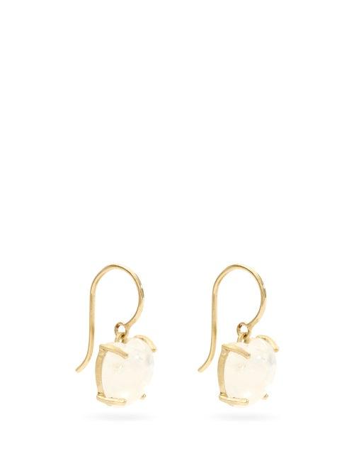 Matchesfashion.com Irene Neuwirth - Love Medium Rainbow-moonstone & 18kt Gold Earrings - Womens - White