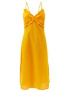 Belize - Zahara Ruffle-trim Cotton-cloqu Dress - Womens - Mid Orange
