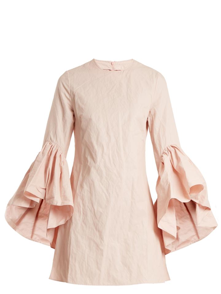 Marques'almeida Asymmetric Ruffled-sleeve Twill Dress
