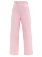 Matchesfashion.com Msgm - High-rise Cotton-twill Cropped-leg Trousers - Womens - Pink