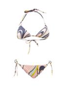 Emilio Pucci - Printed Halterneck Bikini - Womens - Navy Pink