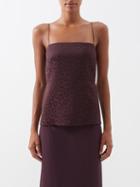 Raey - Leopard-jacquard Straight-neck Cami Top - Womens - Burgundy