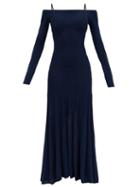 Matchesfashion.com Jacquemus - Valensole Cold-shoulder Knitted Maxi Dress - Womens - Navy
