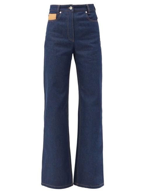 Matchesfashion.com Paco Rabanne - Leather-patch High-rise Flared Jeans - Womens - Denim