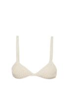 Matchesfashion.com She Made Me - Laharia Chevron Crochet Triangle Bikini Top - Womens - Cream