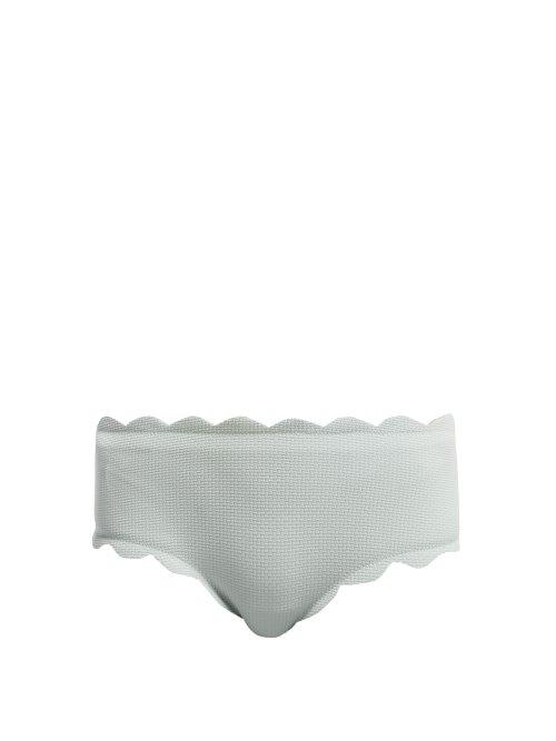 Matchesfashion.com Marysia - Spring Scallop Edge Bikini Briefs - Womens - Light Blue