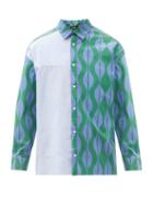 Matchesfashion.com Ahluwalia - Dennis Abstract-print Organic-cotton Shirt - Mens - Blue