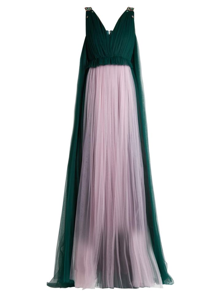 Delpozo Sequin-embellished V-neck Tulle Gown