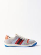 Gucci - Screener Leather And Suede Trainers - Mens - Blue Multi