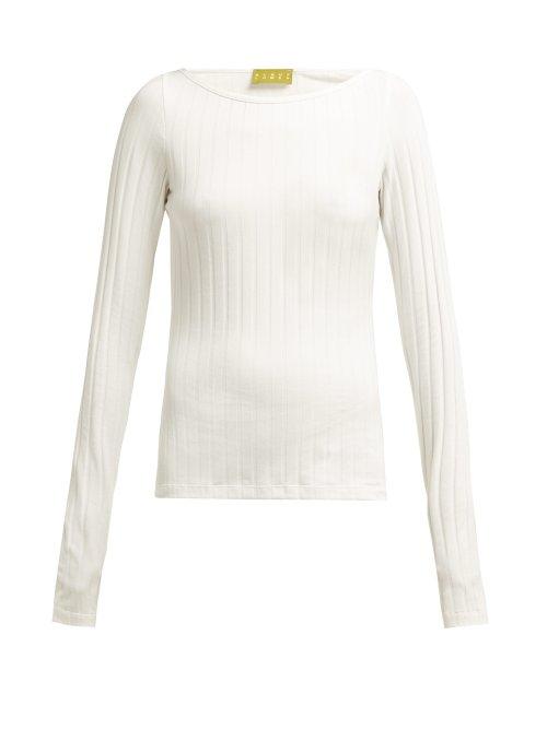 Matchesfashion.com Albus Lumen - Boat Neck Ribbed Cotton Blend Top - Womens - White