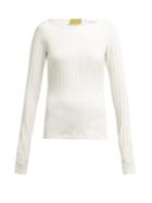 Matchesfashion.com Albus Lumen - Boat Neck Ribbed Cotton Blend Top - Womens - White