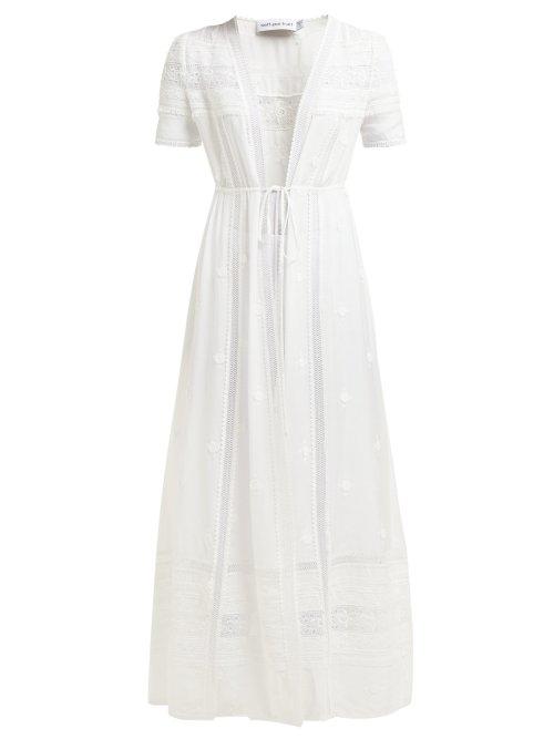 Matchesfashion.com Self-portrait - Lace Insert Cotton Plumetis Cover Up - Womens - Ivory